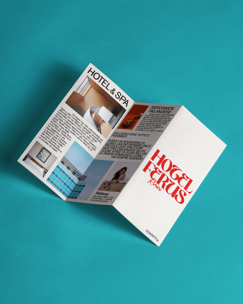 Progetto grafico di un depliant aziendale realizzato da METWISH Studio Creativo Multidisciplinare per servizi di branding e comunicazione
