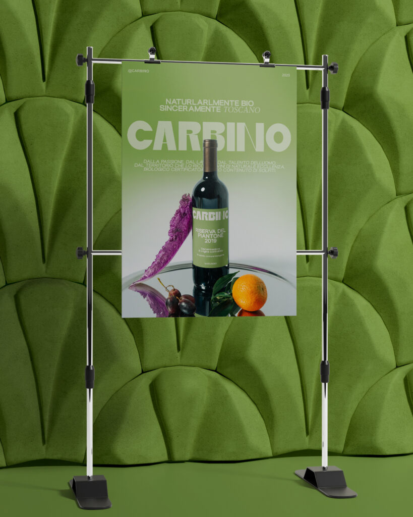 Progetto di fotografia pubblicitaria del vino biologico toscano Carbino Riserva del Piantone 2019 di METWISH Studio Creativo Multidisciplinare, Firenze e Lucca.